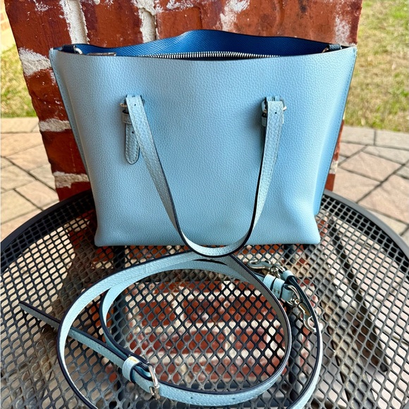 Coach Molly Tote Light Blue Pebbled Leather Tote Bag/Shoulder/Crossbody - Picture 2 of 5